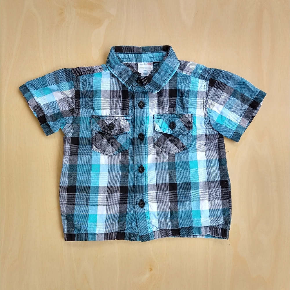 Blue Plaid Wonder Kids Button Down 18M